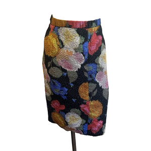 HANAE MORI VTG Knee-Length Pink/Blue ckinckled Pencil Skirt  M/ L ?